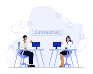 Contact us concept illustration. Suitable for landing page, ui, web, App intro card, editorial, flyer, and banner.