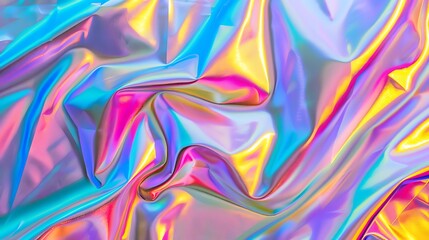 iridescent holographic satin fabric texture.