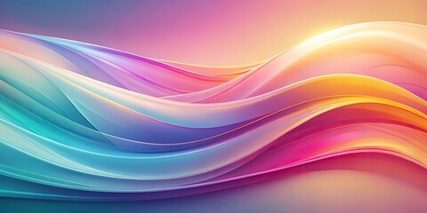 Fototapeta premium Abstract background with smooth flowing shapes and gradients featuring a mix of soft colors Panoramic