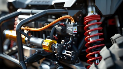 A detailed 3D render of a UTV fuel quality flow sensor