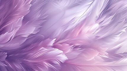 An abstract composition of soft lavender feathers, gently flowing and overlapping. The smooth textures and calming hues evoke a sense of tranquility, making it ideal for themes of softness, relaxation