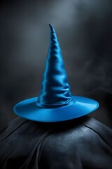 Fototapeta premium 3d render of pointed hat with a curved brim, reminiscent of a wizard's hat