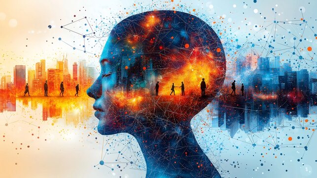 Cityscape Inside Human Mind Double Exposure