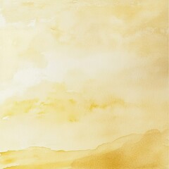 Obraz premium A serene watercolor landscape with soft yellow tones and gentle gradients, perfect for evoking calm and tranquility.