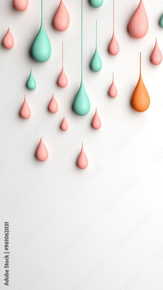 Poster abstract 3d pastel droplets background with copy space for text and minimalist design - perfect for 