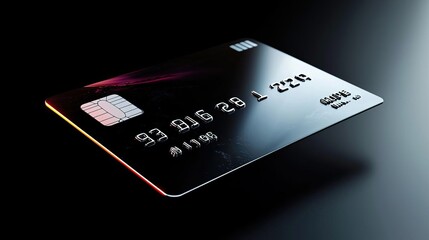Stylish credit card on a sleek black surface, showcasing modern design and technology in finance and payment solutions.