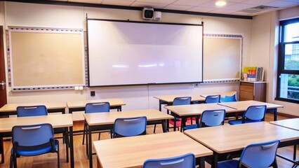 Fototapeta premium Classroom whiteboard with various inspirational quotes written on it, motivation, education, positivity, school