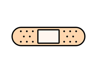 シンプルな絆創膏主線アイコン：丸端ベージュ