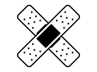 シンプルな絆創膏ばってんアイコンB：長方形黒