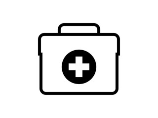 シンプルな十字マーク救急箱アイコンN：角丸黒線