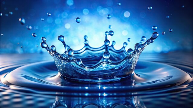 Abstract blue water splash background with depth of field effect