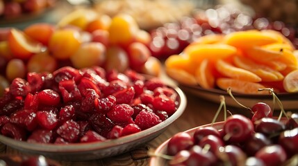 Fruit dry paired with sweet and cherry desserts