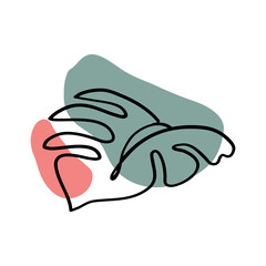 Monstera Floral Decoration Hand Drawn