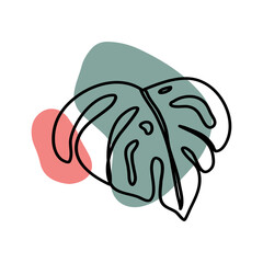 Monstera Floral Decoration Hand Drawn