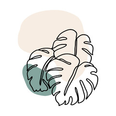 Monstera Floral Decoration Hand Drawn