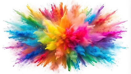 Obraz premium Abstract burst of colored powder on white background