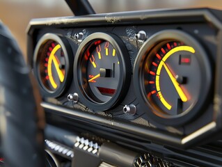 Obraz premium A realistic 3D render of a UTV exhaust gas monitoring gauge