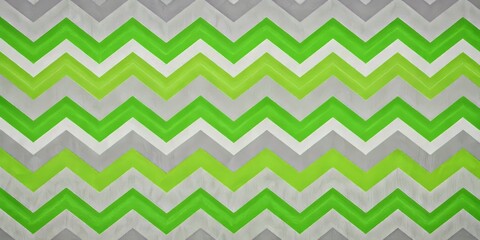 Vibrant, bright green zigzag pattern on a soft, gray background, with a sense of movement and energy, and a subtle texture that adds interest.