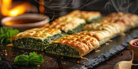 Gourmet pastry expertly made with a savory spinach filling