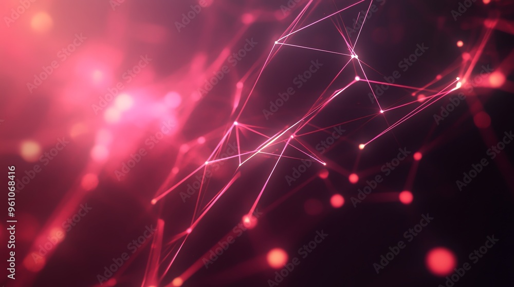 Poster abstract digital background with red glowing lines and dots.