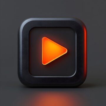 Glowing Play Button Icon 3D Render