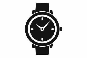 Hand watch silhouette vector, classic hand wrist watch icon	
