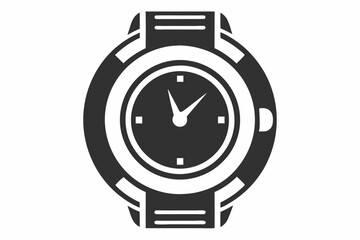 Hand watch silhouette vector, classic hand wrist watch icon	
