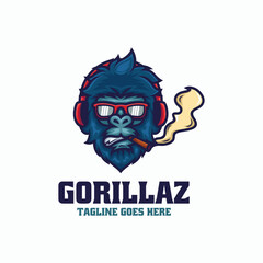 Vector Logo Illustration Gorilla Mascot Cartoon Style