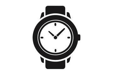Hand watch silhouette vector, classic hand wrist watch icon	
