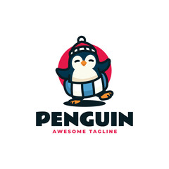 Vector Logo Illustration Penguin Mascot Cartoon Style