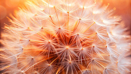 Abstract Dandelion Seeds In Soft, Warm Light, Perfect For A Nature-Inspired Background.