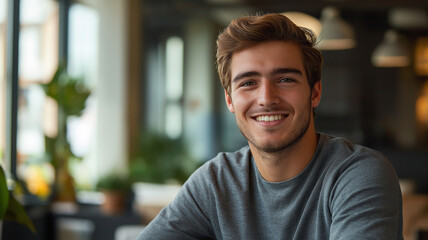 Fototapeta premium young man with a bright smile,