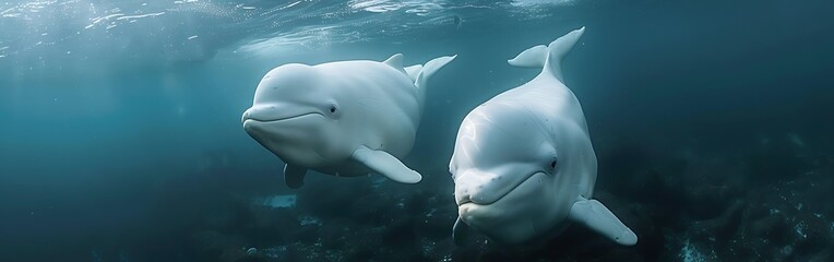 Fototapeta premium Underwater View of Beluga Whales