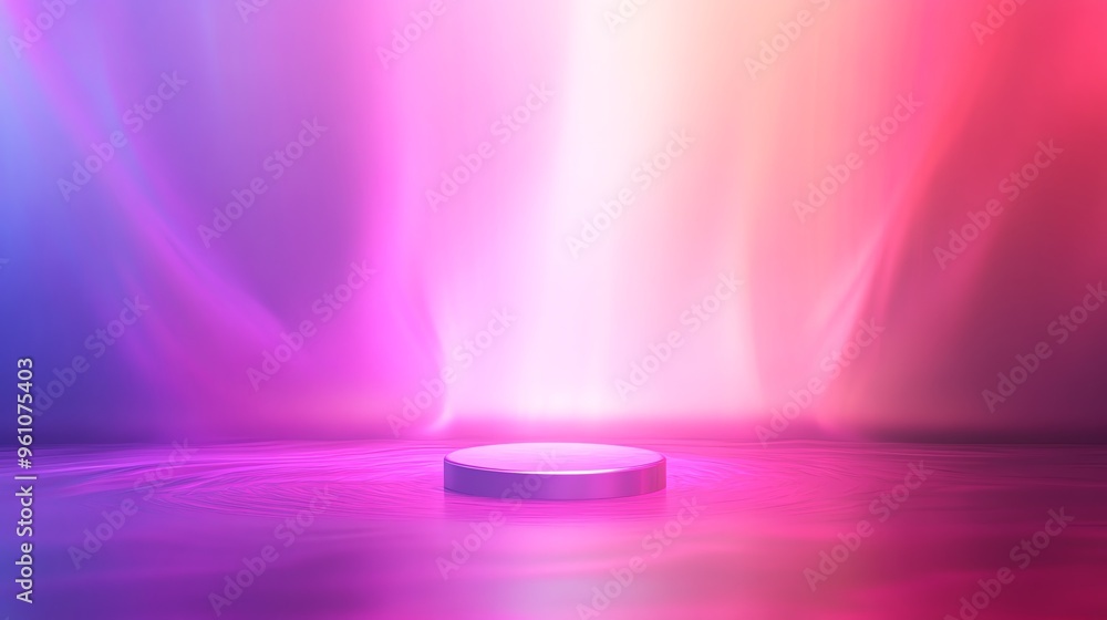 Poster abstract colorful background with a platform for product display.