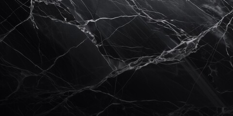 High-contrast black marble surface with intricate white veins forming a natural, dynamic pattern for luxurious interior applications