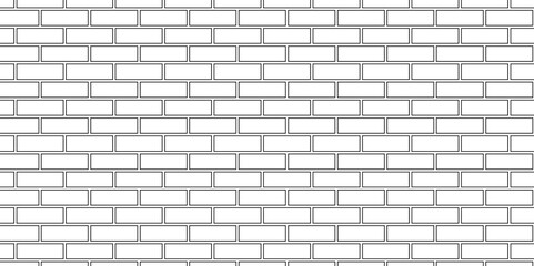 Fototapeta premium Surface White brick blank home wall texture copy for space panorama white tiles and black joints. white brick wall used for background.