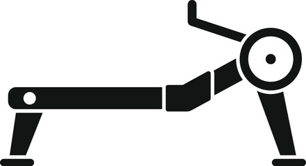 Simple icon of a rowing machine, perfect for representing gym equipment and workouts