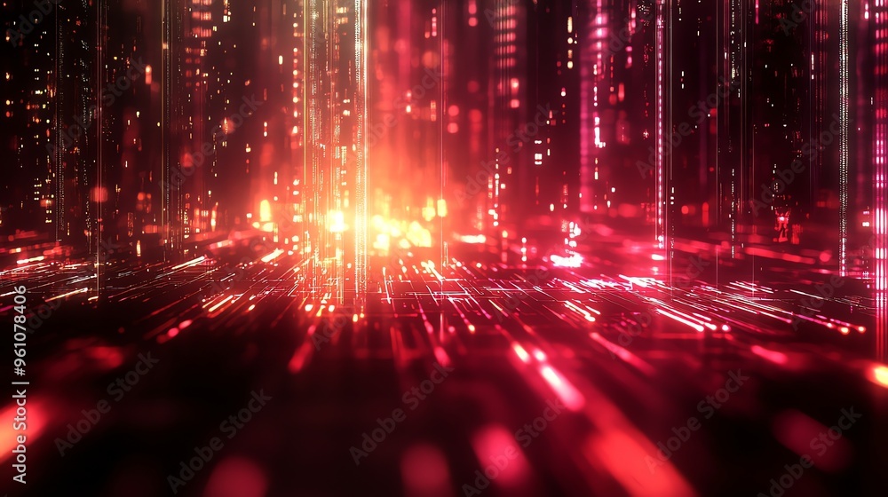 Poster abstract digital background with bright lights and lines.