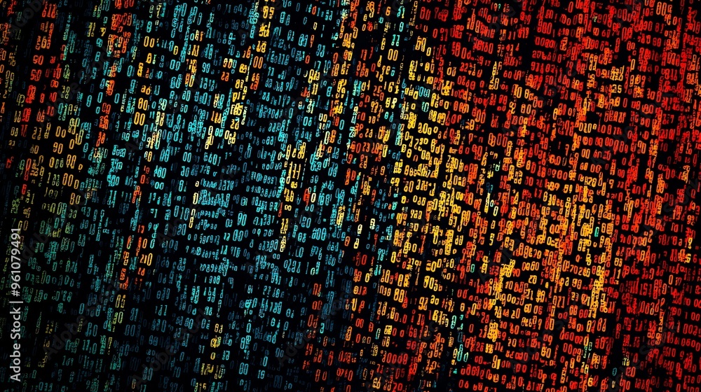 Poster abstract digital background with colorful numbers.