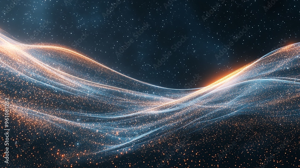 Poster abstract waves of light and particles.