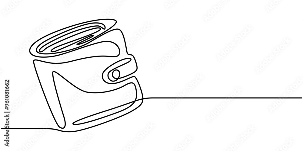 Poster one continuous line. wallet with banknotes. money in a leather wallet. flat minimal icon. one contin
