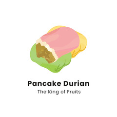 Hand drawn vector illustration of Durian Pancakes. Durian pancakes are dessert made from Durian fruit wrapped in wheat flour dough with various flavors.