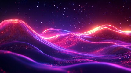 Obraz premium Abstract digital art with vibrant pink and purple flowing lines.