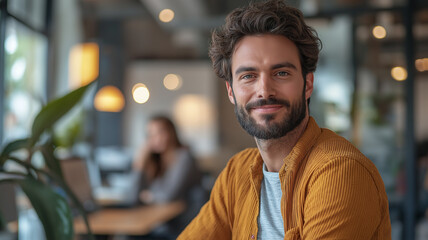 Obraz premium young, beautiful man in a contemporary office ,