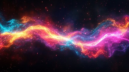 Obraz premium Abstract background with colorful glowing waves and stars.