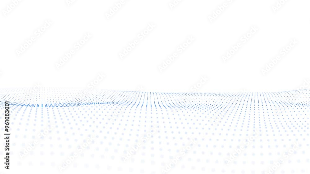 Poster modern digital dotted waves on loop white background.