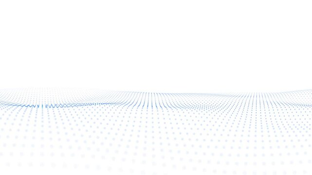 Modern digital dotted waves on loop white background.