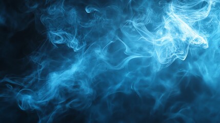 Obraz premium Abstract blue smoke flowing on black background.