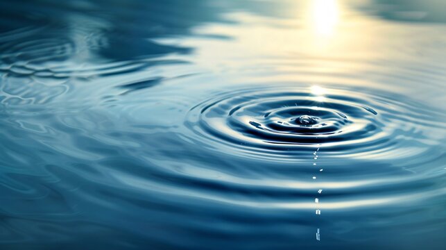 228. Serene spa background with a calming blue water surface, highlighted by gentle rings and ripples, perfect for creating a renewing ambiance