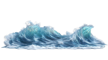 Abstract Glitch Art Ocean Wave with Blue and White Water